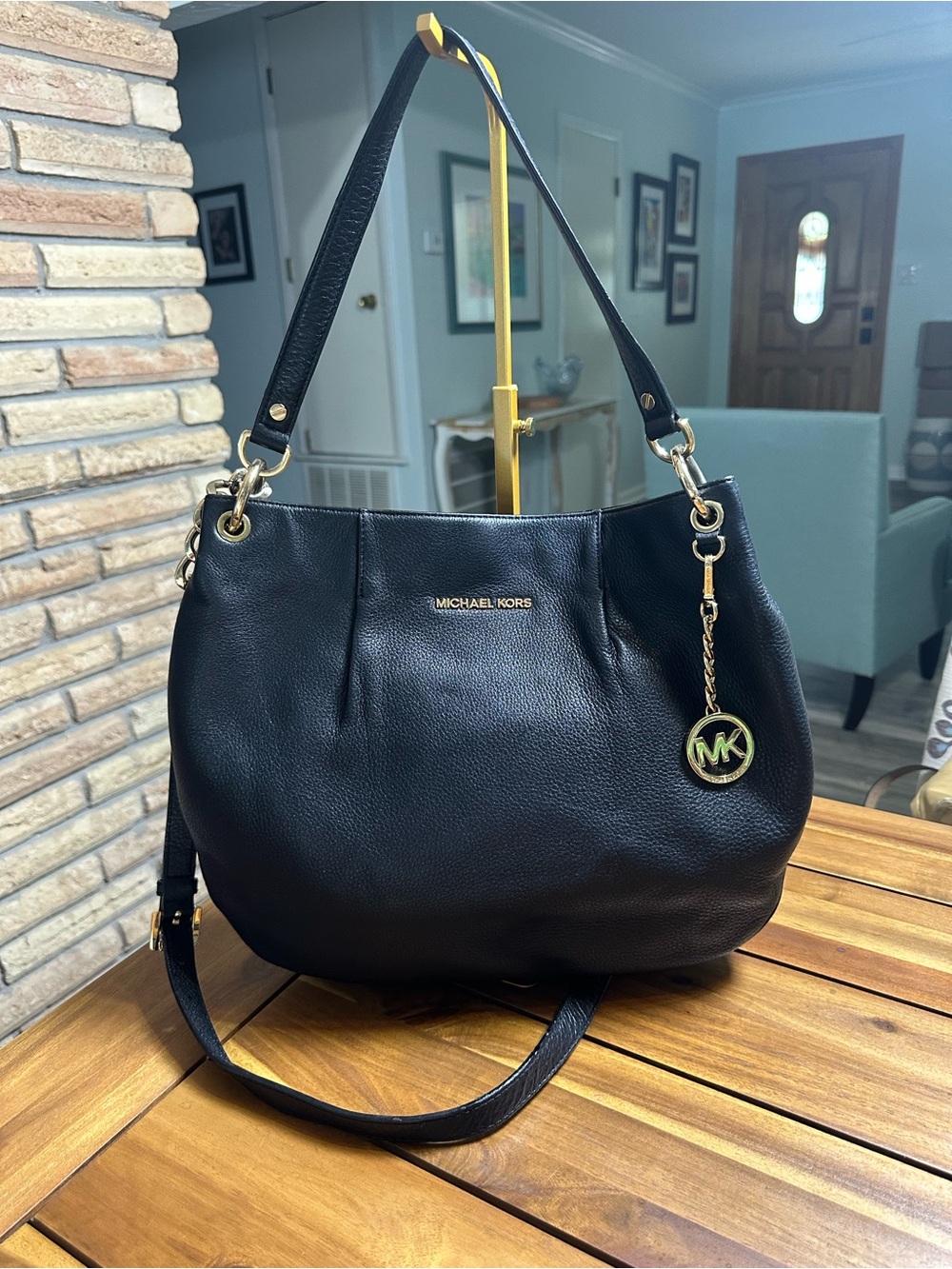 Michael Kors Bedford Black Leather Shoulder Hobo